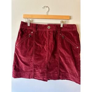 Athleta Corduroy Midi Skirt Burgundy Size 12